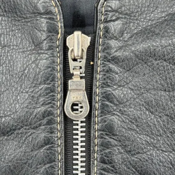 Vintage London Leatherwear NYC Unisex Black Leather Motor Biker Vest Zip-Up Sz S - Picture 7 of 16